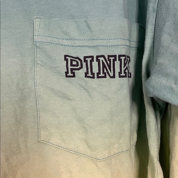 PINK Victoria's Secret Gradient Blue Green Long Sleeve Tee SZ L - Picture 2 of 4